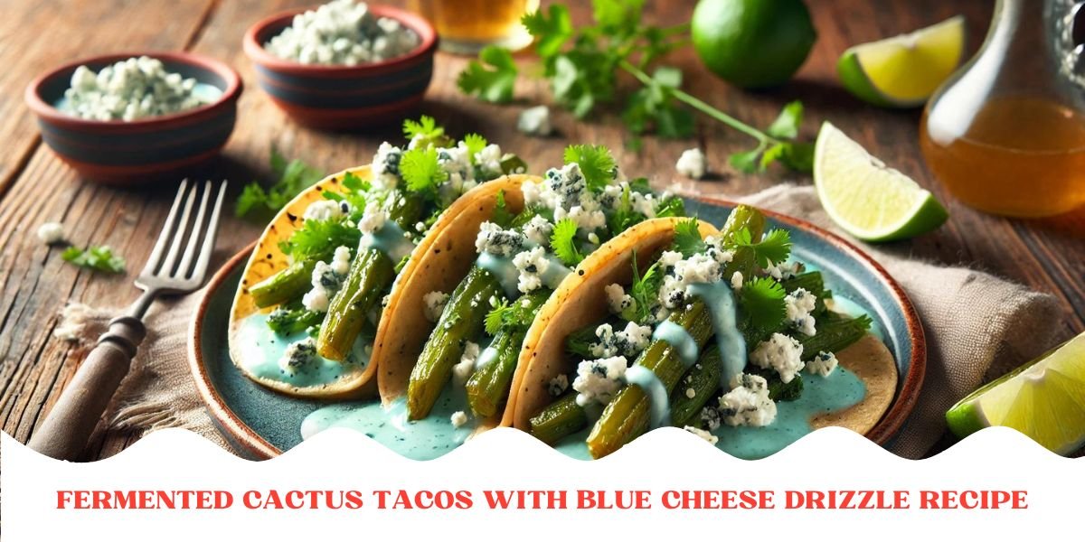 Fermented Cactus Tacos with Blue Cheese Drizzle Recipe